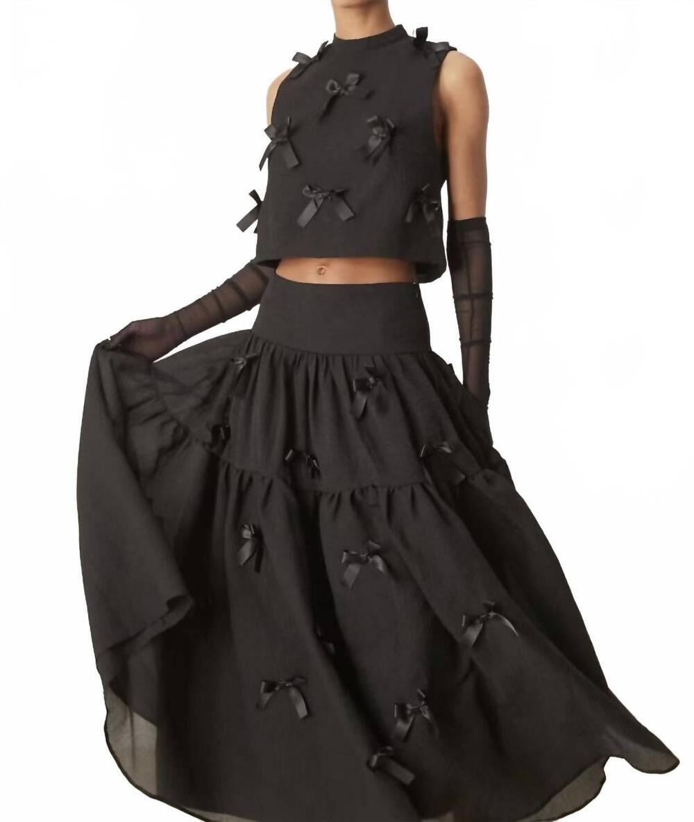NEW SISTER JANE birdie bow midi skirt in black